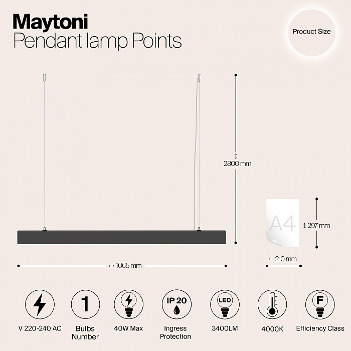 Светильник Maytoni P050PL-L40B4K