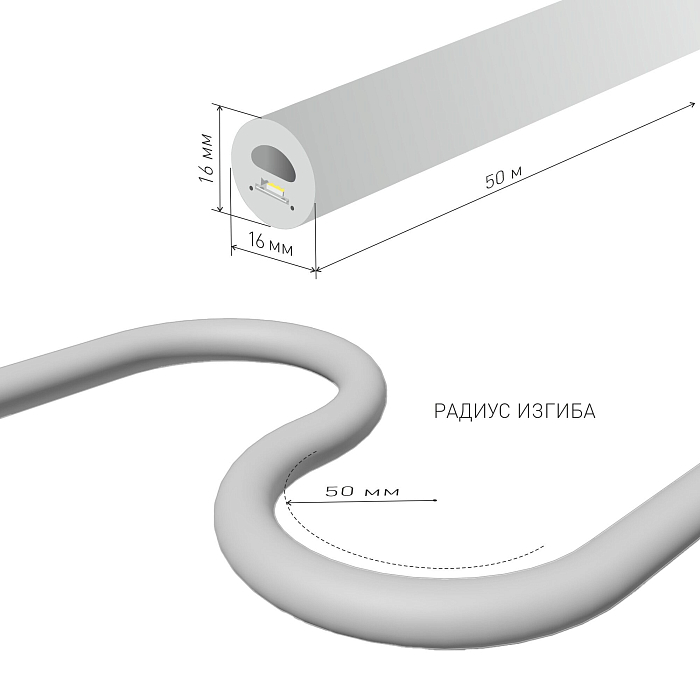 Уличный светильник Elektrostandard Гибкий неон 220V 9,6W 144Led 2835 IP67 круглый теплый белый, 50 м